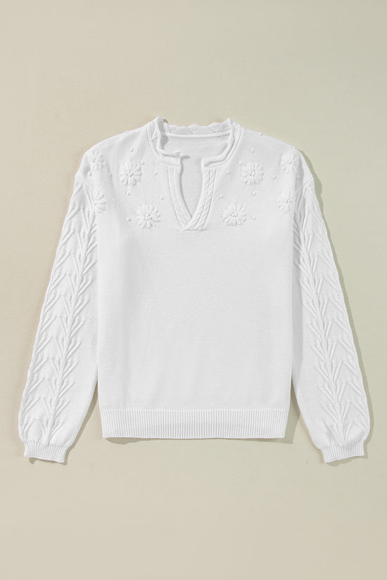 Beau Blue Flower Detalhes de malha de malha de colapso do pescoço