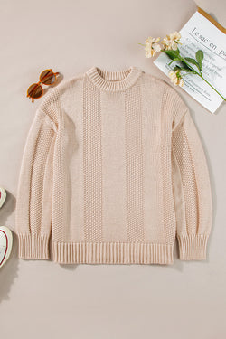 Cavo a colore solido Khaki Pale Magli sciolto a costini in maglia