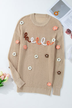 Pergamena ciao maglione sciolto ricamato floreale