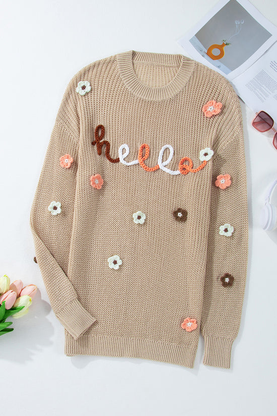 Pergamena ciao maglione sciolto ricamato floreale