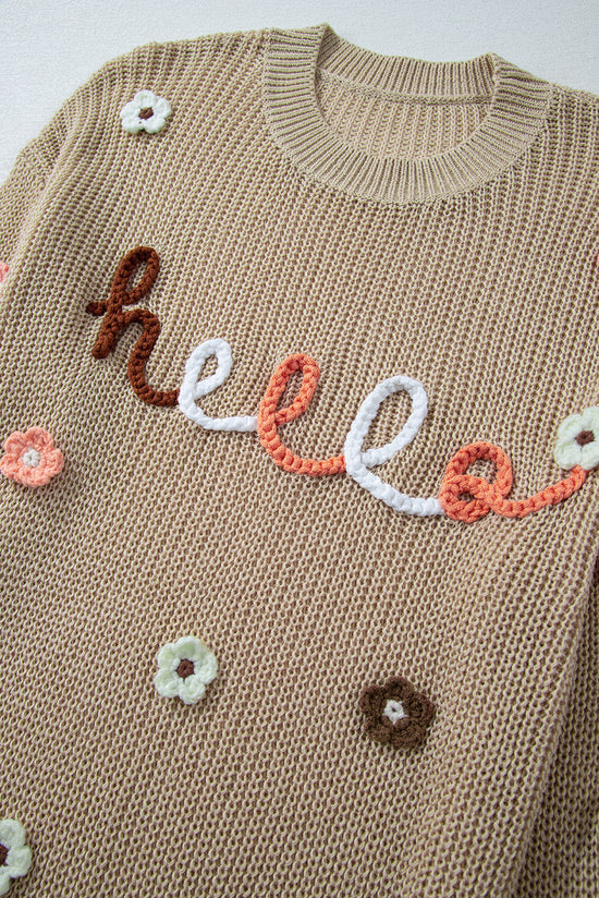 Pergamena ciao maglione sciolto ricamato floreale