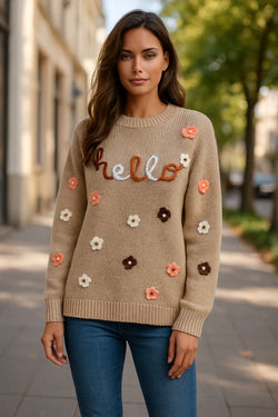 Pergamena ciao maglione sciolto ricamato floreale