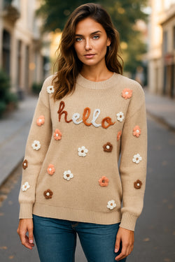 Pergamena ciao maglione sciolto ricamato floreale