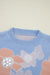 Beau blu floreale o collo goccia a maglia a maglia