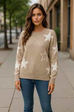 Maglione di spalla grigia a stella