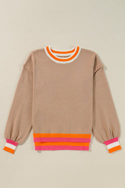 Maglione a goccia a strisce colorblock a strisce di pergamena