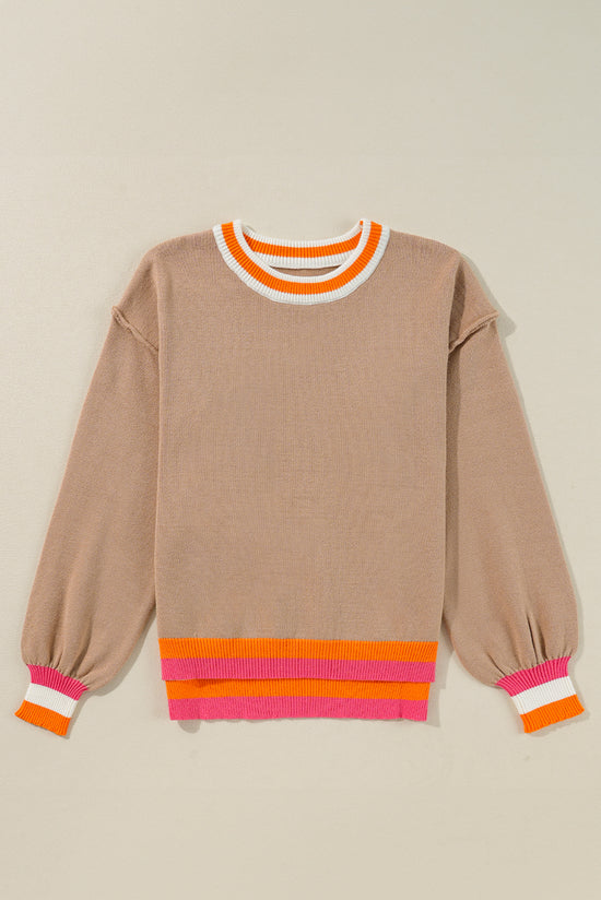 Maglione a goccia a strisce colorblock a strisce di pergamena