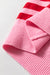 Maglione a costola a ribella a ribella a goccia a bolle a strisce rosa