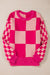 Maglie a scacchi mista rosa a scacchi con spalla sciolta