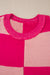 Maglie a scacchi mista rosa a scacchi con spalla sciolta