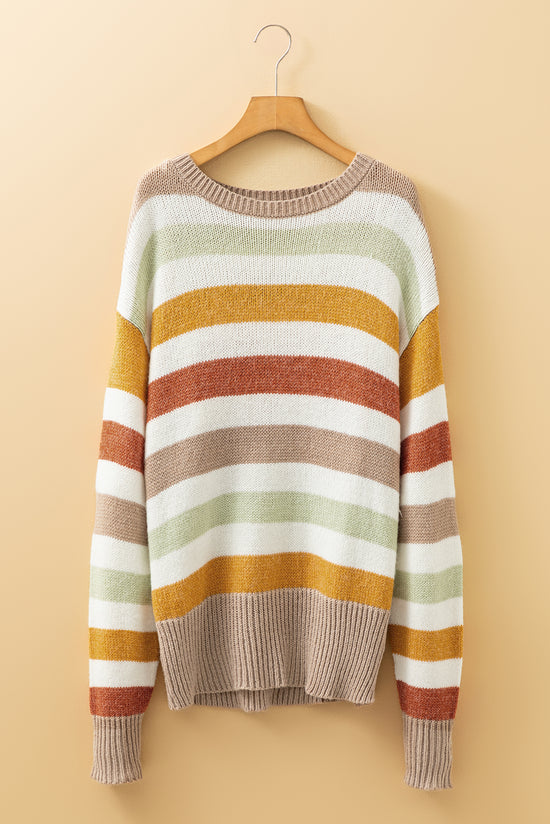Maglione di crew da equipaggio a goccia multicolore a strisce