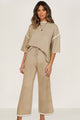 Costume 2 pièces ample avec haut à manches mi-longues et pantalon à cordon de serrage, garniture contrastée gris moyen