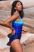 Costume da bagno a bordo del gradiente blu.