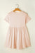 Beige Folded Short Sleeve Lace V Neck Mini Dress
