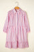 Camisa de cuello con botones de dobladillo rosa rubor