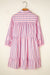 Camisa de cuello con botones de dobladillo rosa rubor