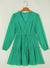 Sea Green Frilly V Neck Sfuck Sleeve Shift Mini Abito