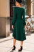 Solid Color Ruched Detail Long Sleeve Midi Dress