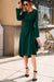 Solid Color Ruched Detail Long Sleeve Midi Dress
