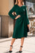 Solid Color Ruched Detail Long Sleeve Midi Dress