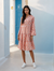Orange Floral Print Flounce Sleeve Buttoned Front Mini Dress