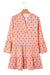 Orange Floral Print Flounce Sleeve Buttoned Front Mini Dress