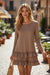 Goat Scoop Neck Tiered Ruffled Hem Long Sleeve Mini Dress