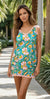 Sky Blue Floral Ricrac Trim V Neck Shift Mini Tank Dress