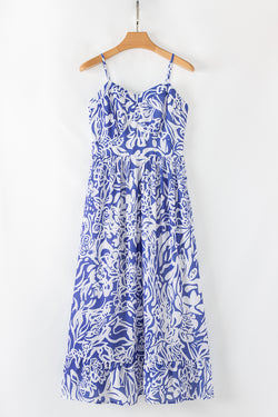 Spaghetti à imprimé floral bleu ciel Robe maxi taille