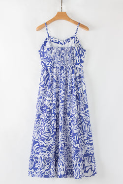 Spaghetti à imprimé floral bleu ciel Robe maxi taille