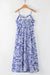 Sky Blue Floral Print Spaghetti Strap High Waist Maxi Dress