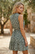 Green Boho Floral Print V Neck Tunic Sleeveless Dress