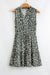 Green Boho Floral Print V Neck Tunic Sleeveless Dress