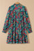Green Floral Friled V Neck Puff Sleeve Ruffled Shirt Dress