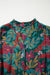 Green Floral Friled V Neck Puff Sleeve Ruffled Shirt Dress