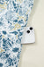 Blue Floral Print Striped Webbing Patchwork Collar Short Sleeve Mini Dress