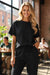 Black Textured Loose Fit T Shirt and Drawstring Pants Set