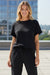 Black Textured Loose Fit T Shirt and Drawstring Pants Set