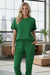 Dark Green Textured Loose Fit T Shirt and Drawstring Pants Set