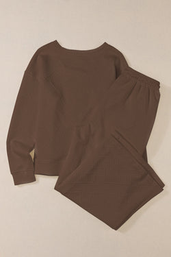 Dark Brown Ultra Loose Textured 2pcs Slouchy Outfit