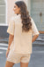 Chestnut Crinkle Textured Polo Shirt and High Waist Shorts Set