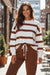 Brown Stripe Striped Drop Shoulder Pullover and Jogger Pants Set