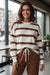 Brown Stripe Striped Drop Shoulder Pullover and Jogger Pants Set