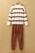 Brown Stripe Striped Drop Shoulder Pullover and Jogger Pants Set