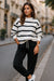 Black Stripe Drop Shoulder Pullover and Jogger Pants Set