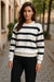 Black Stripe Drop Shoulder Pullover and Jogger Pants Set