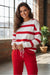 Red Stripe Drop Shoulder Pullover and Jogger Pants Set