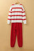 Pullover della spalla a goccia rossa e pantaloni da jogger