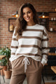 Light French Beige Drop Shoulder Pullover and Jogger Pants Set