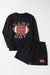 Black Game Day Rugby Football Graphic Pullover e Shorts Casual Roup